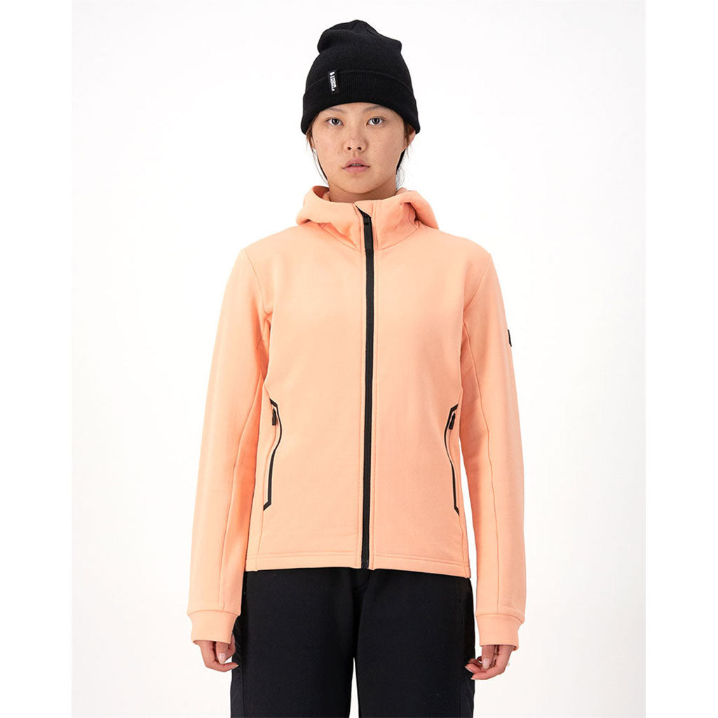 Arcadia Merino Fleece Hoody Midlayer i farven Melon set forfra på model