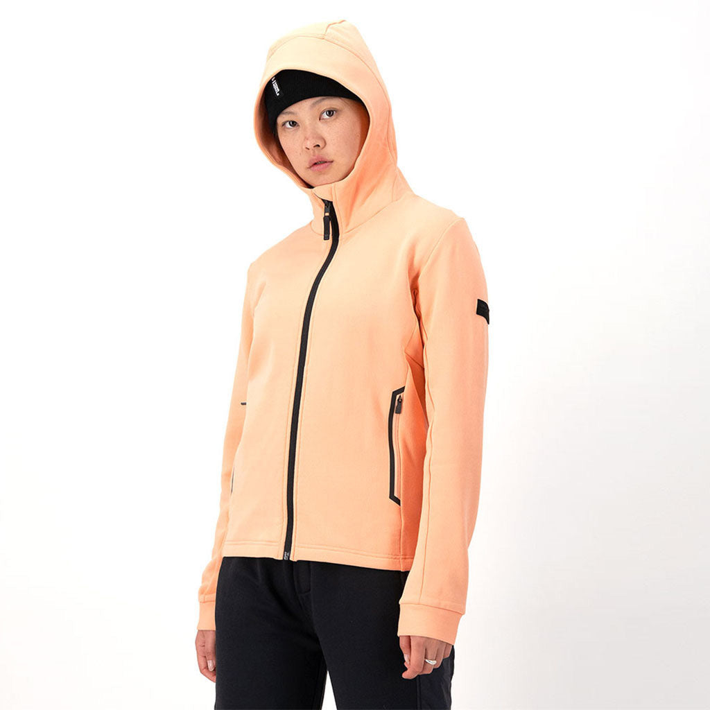 Arcadia Merino Fleece Hoody Midlayer i farven Melon set forfra på model