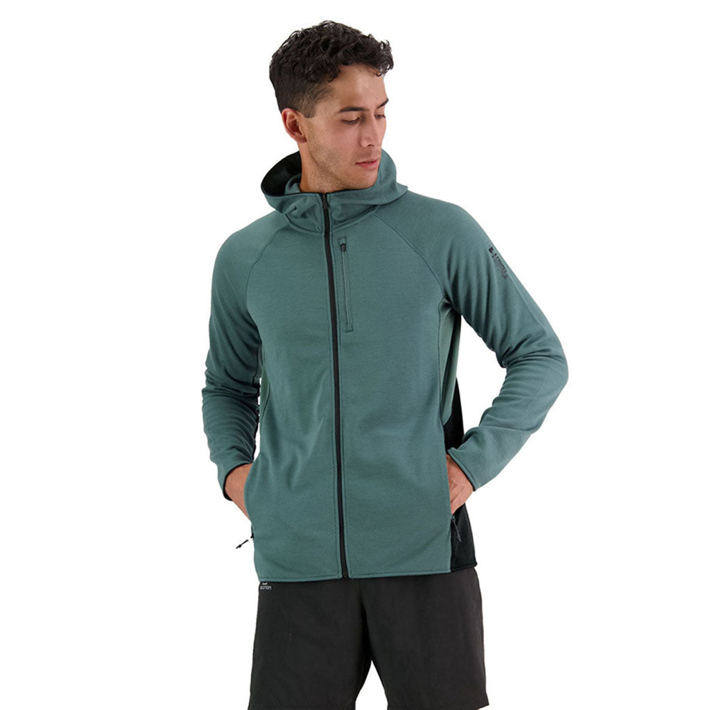 Approach Merino Shift Fleece Hood Midlayer i farven Burnt Sage set forfra
