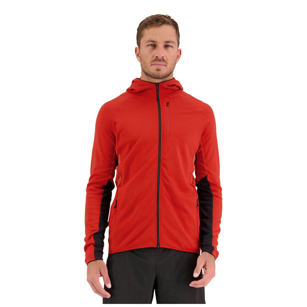 Approach Merino Shift Fleece Hood Midlayer i farven Retro rød set forfra