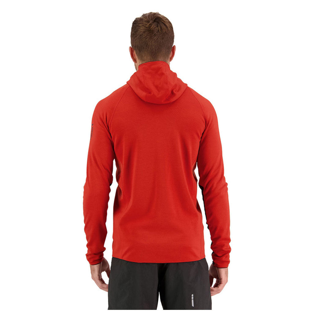 Approach Merino Shift Fleece Hood Midlayer i farven Retro rød set bagfra