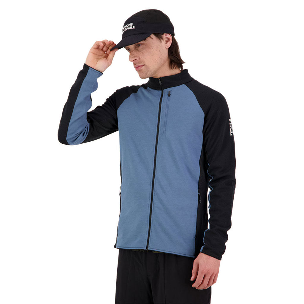 Approach Merino Shift Fleece Midlayer i farven blå Slate set fra en skrå vinkel