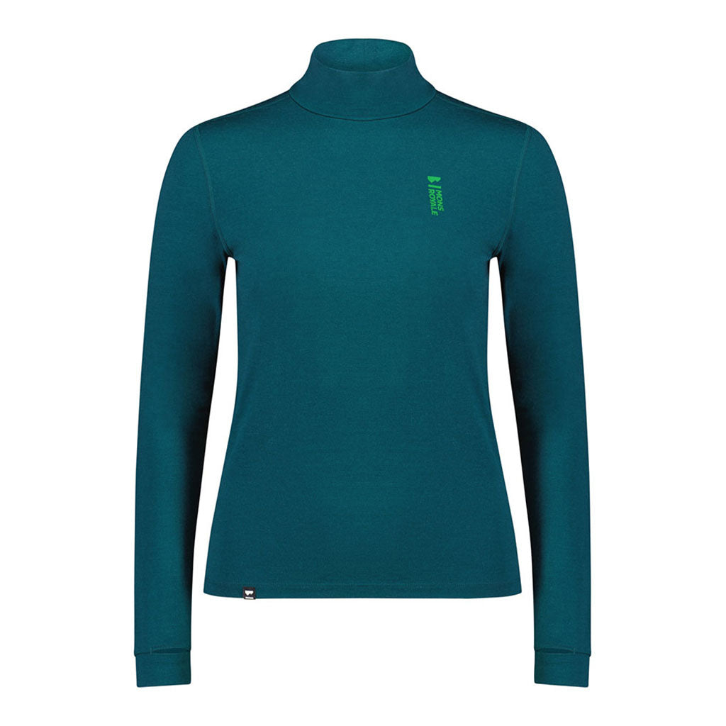 En Skiundertøj, Cascade Merino Flex 200 Mock Neck LS i farven Evergrøn