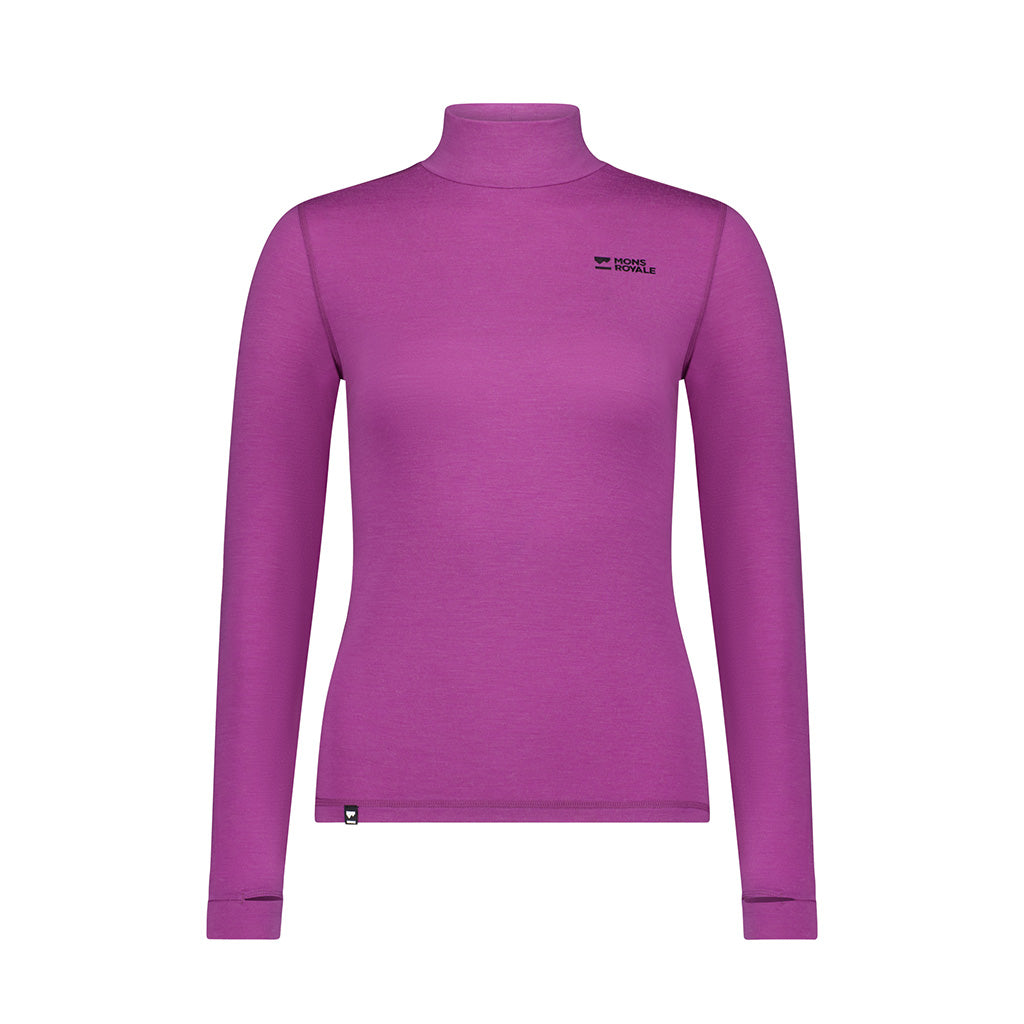 Cascade Merino Base Layer Mock Neck Long Sleeve - Skiundertrøje