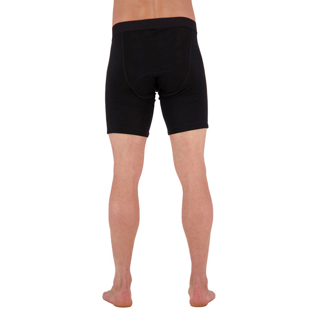 Low Pro Merino Aircon Cykel Base Layer i farven sort set bagfra på model