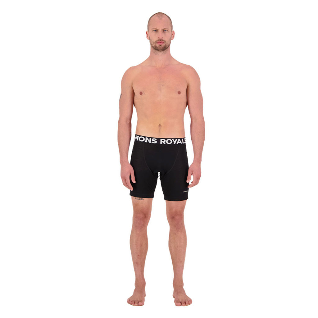 Low Pro Merino Aircon Cykel Base Layer i farven sort set forfra på model