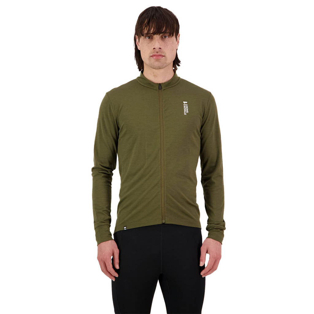 En T-Shirt, Roam Cargo Merino Aircon Full Zip LS i farven Dark Olive set forfra