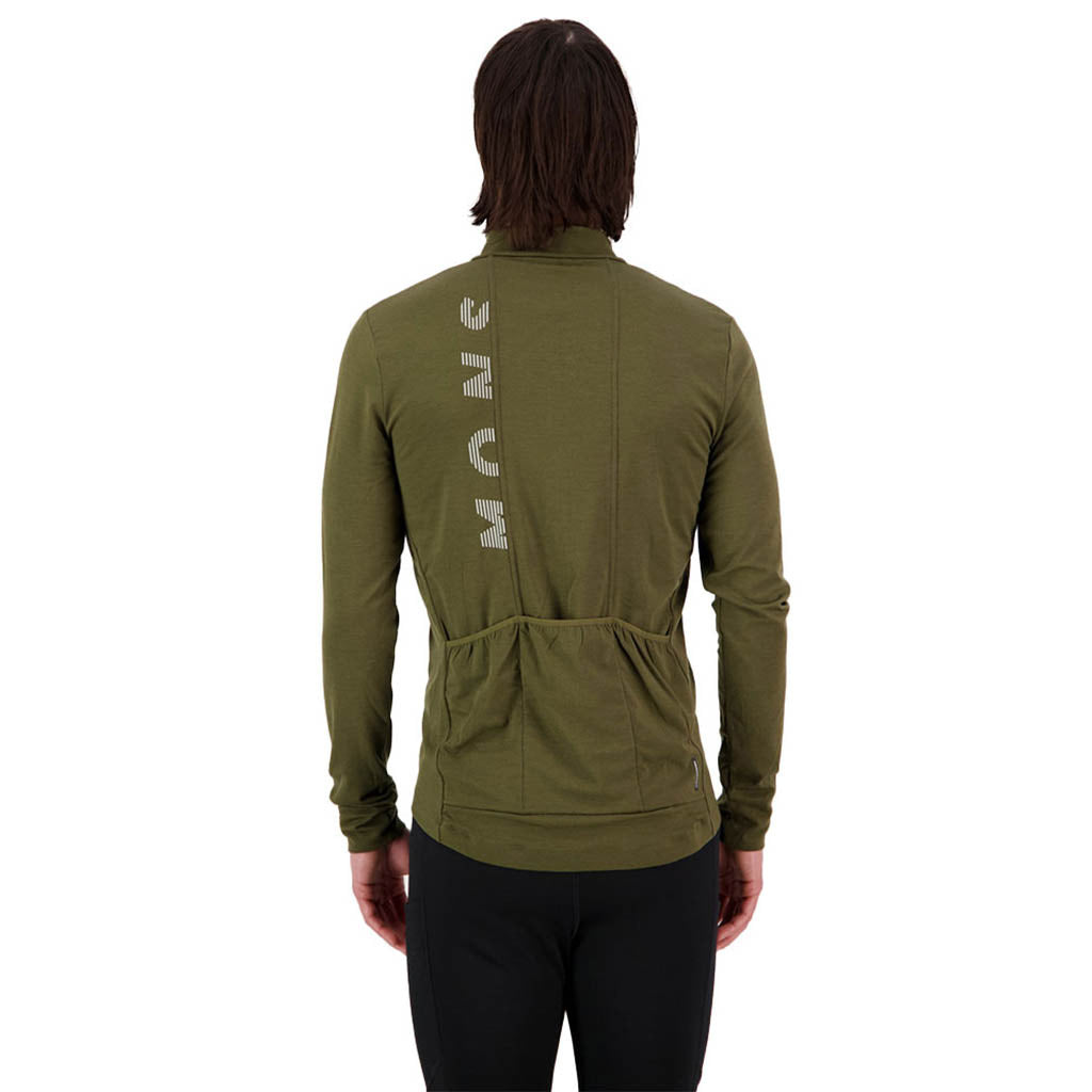 En T-Shirt, Roam Cargo Merino Aircon Full Zip LS i farven Dark Olive set bagfra