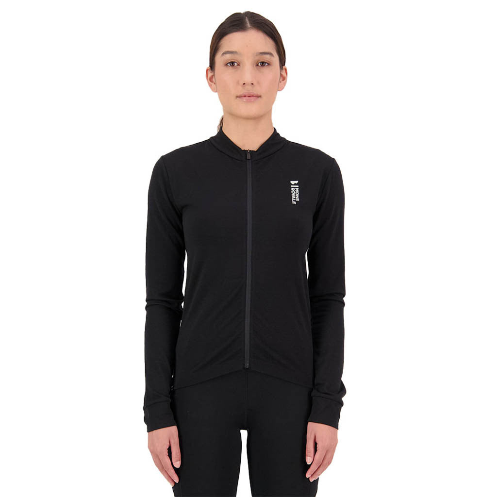 En T-Shirt, Roam Cargo Merino Aircon Full Zip LS i farven sort set forfra