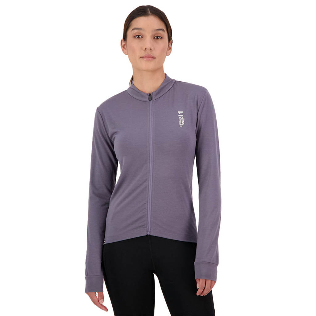 En T-Shirt, Roam Cargo Merino Aircon Full Zip LS i farven Shark set forfra