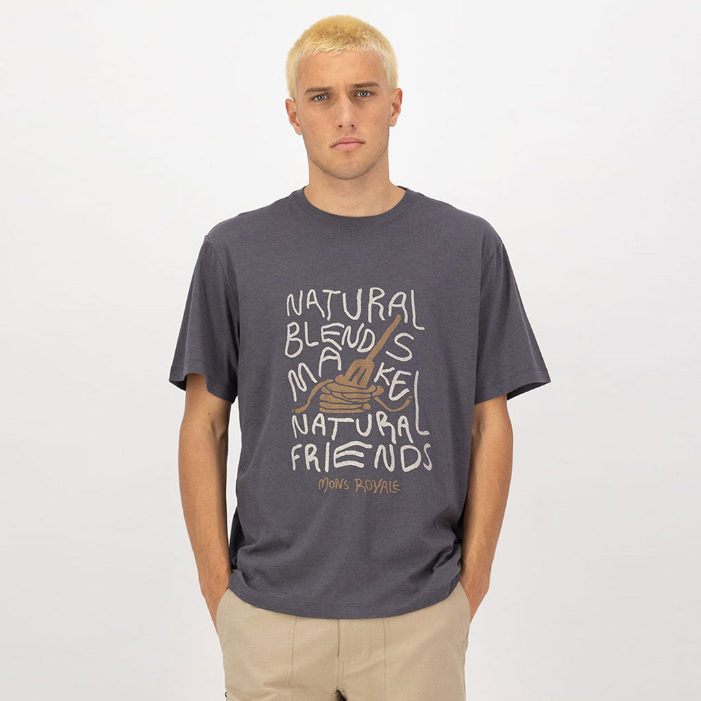 En T-Shirt, Yonder Merino Organic Cotton i farven sort set forfra