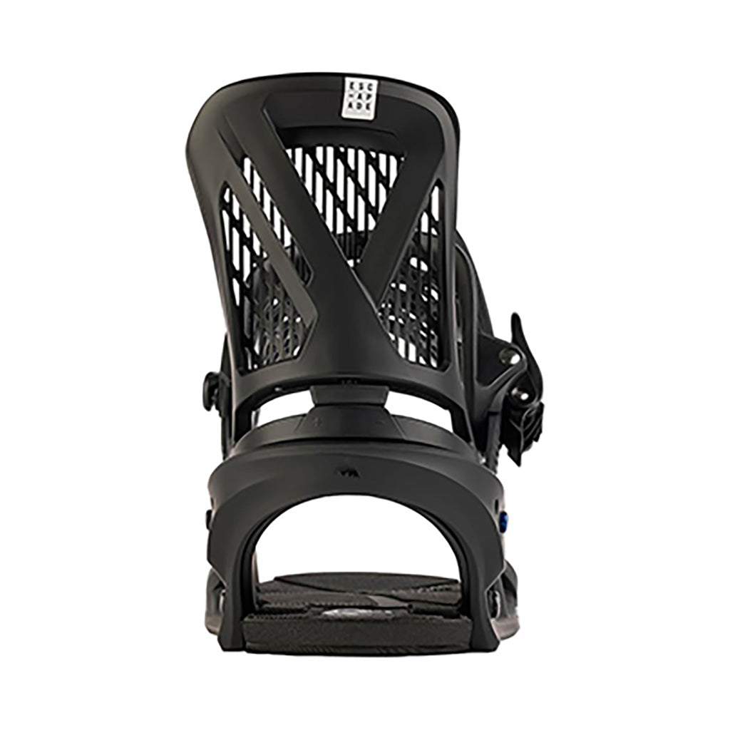 Et snowboardbinding, Escapade Re:Flexs i farven sort set bagfra