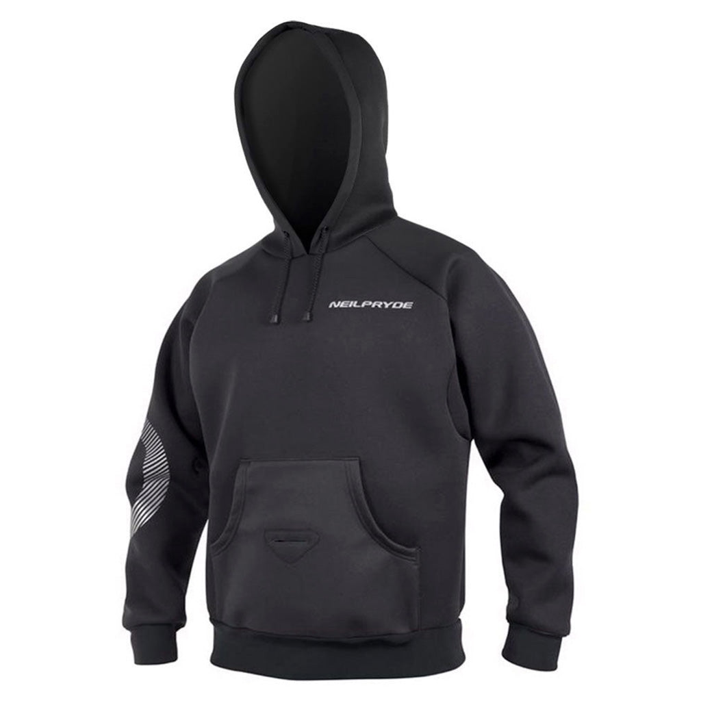 En Neopren Hætte, Neo Hoodie i farven sort - Silver Logo