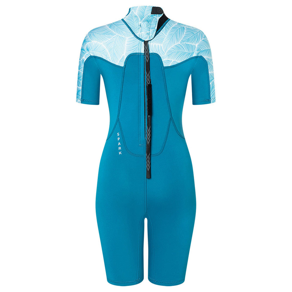 En Våddragt, Spark S/S Shorty 2/2 BZ - C2 i farven Petrol / Floral set bagfra