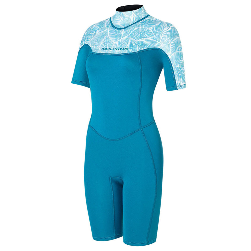 En Våddragt, Spark S/S Shorty 2/2 BZ - C2 i farven Petrol / Floral set forfra