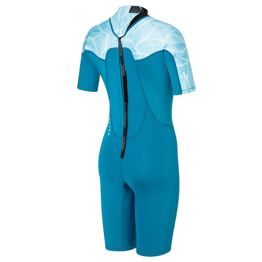 En Våddragt, Spark S/S Shorty 2/2 BZ - C2 i farven Petrol / Floral set bagfra