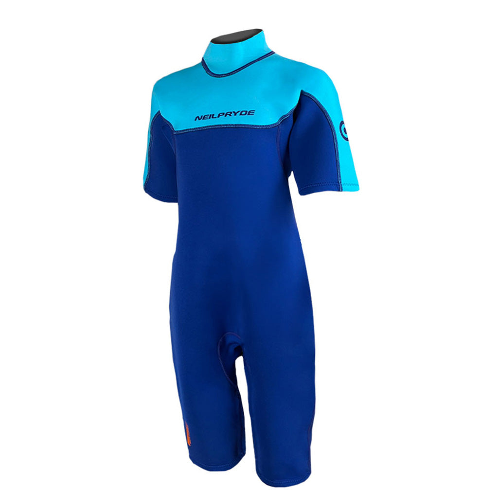 En Våddragt, Dolphin Youth Shorty 2/2 BZ - C1 i farven Navy / Light blå