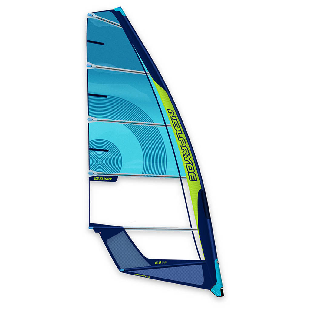 En Windsurf Sejl, V8 Flight C10 i farven blå / Lime