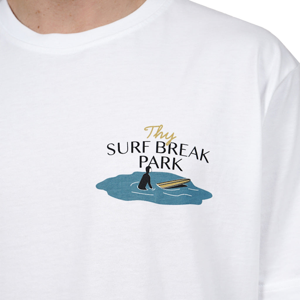 En T-Shirt, Surf Park CH Brushed i farven hvid set forfra closeup