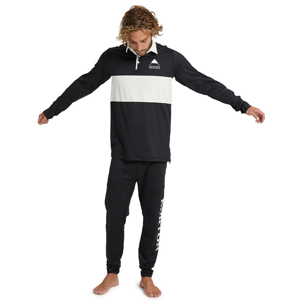 En Langærmet T-Shirt, Midweight Rugby Shirt i farven sort / Stout hvid set forfra