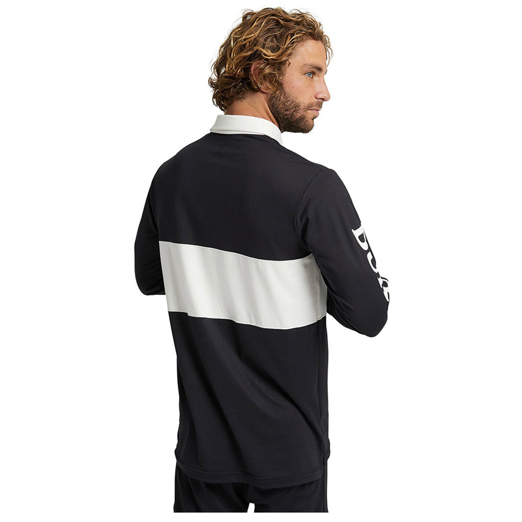 En Langærmet T-Shirt, Midweight Rugby Shirt i farven sort / Stout hvid set bagfra