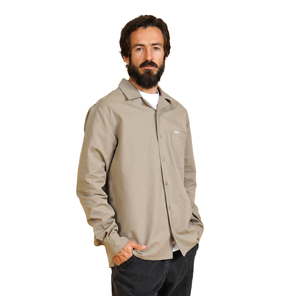 En Langærmet T-Shirt, Ripstop Men's Shirt i farven Beige