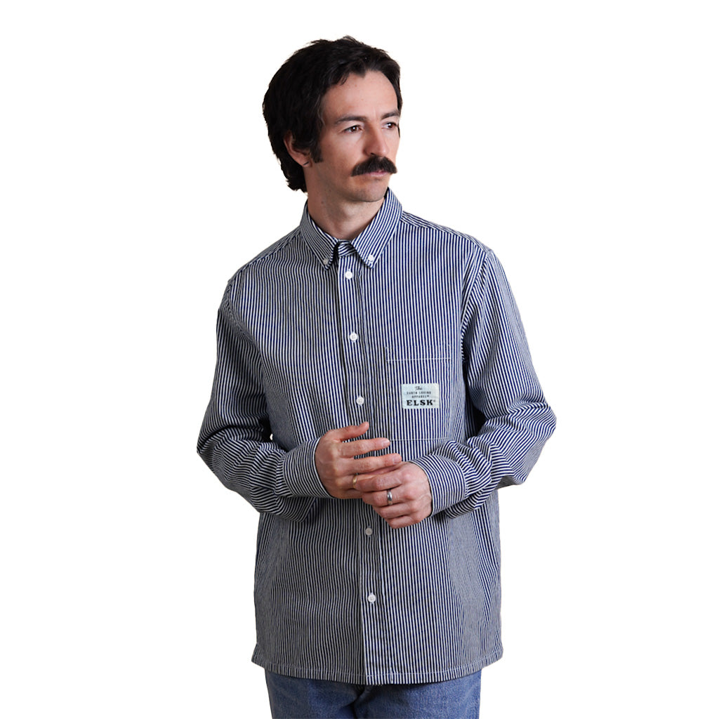 En Skjorte, Hickory Striped BD i farven Navy