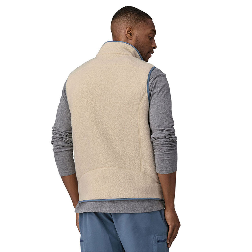 En Fleece, Retro Pile Vest i farven Dark Natural W/Utility blå set bagfra