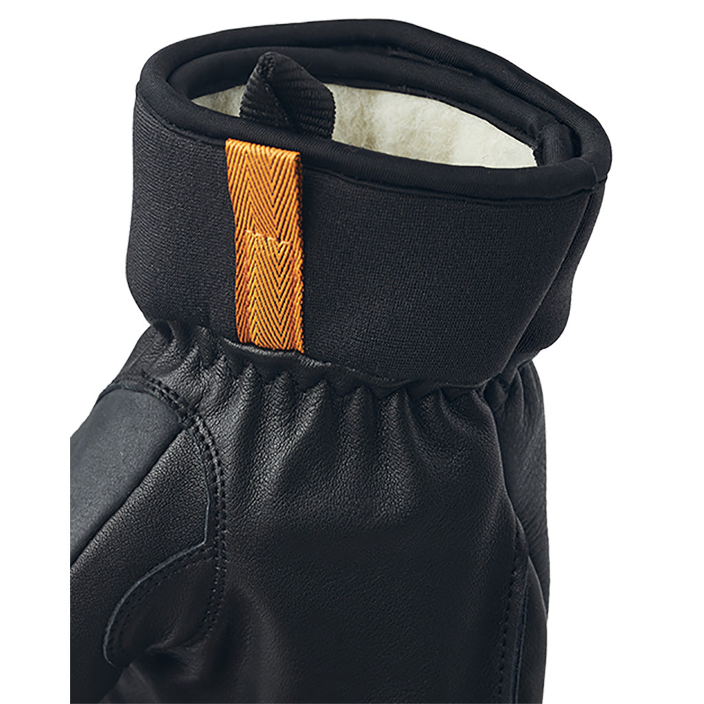 Army Leather Wool Terry 5 finger Handsker i farven grå nærbillede