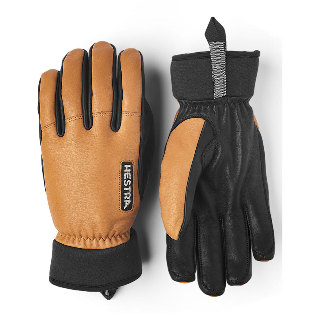 Army leather wool terry 5 finger Handsker i farven Cork