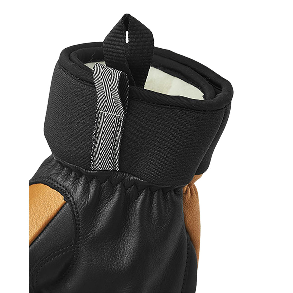 Army leather wool terry 5 finger Handsker i farven Cork nærbillede