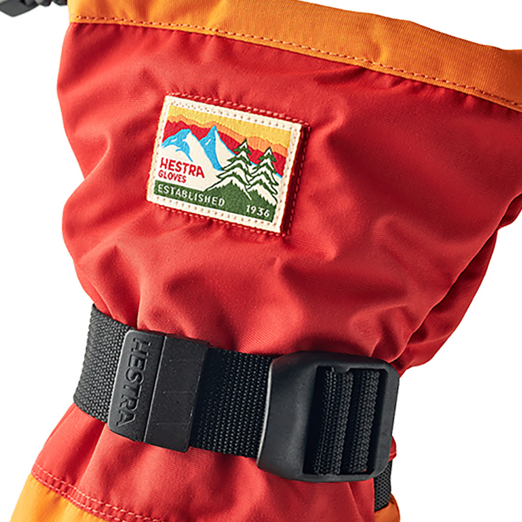 Gauntlet Sr. 5 finger Handsker i farven Orange / Light rød nærbillede af logo