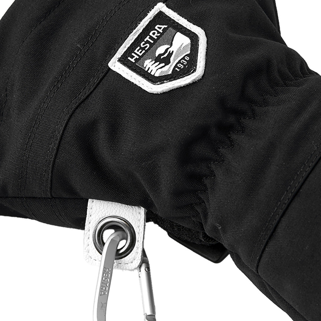 Army Leather Heli Ski Luffer i farven sort detalje af handskekrog
