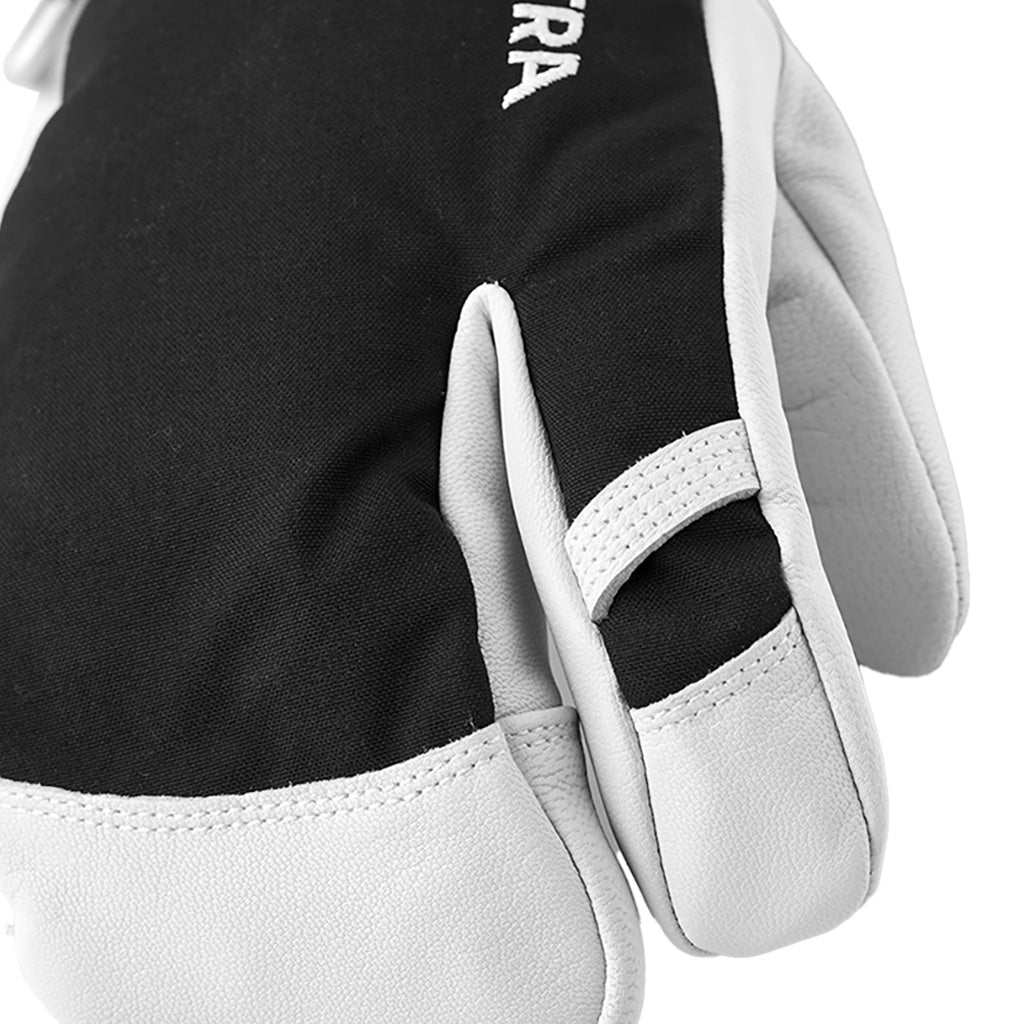 Army Leather Heli Ski 3 Finger Handsker i farven sort/Offhvid detalje