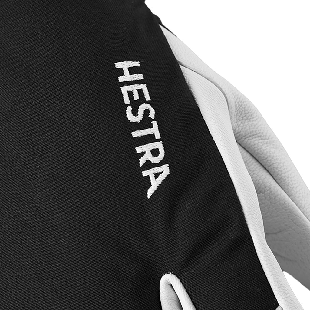 Army Leather Heli Ski 3 Finger Handsker i farven sort/Offhvid nærbillede