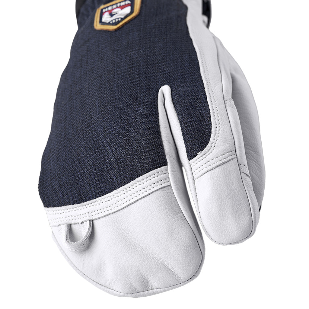 Army Leather Patrol 3 finger Handsker i farven Marin nærbillede