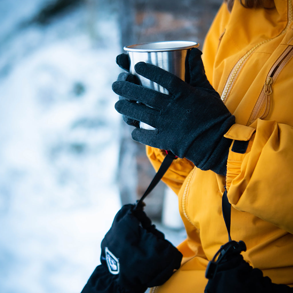 Merino Wool Liner Active 5 Finger Handsker i farven Koks nærbillede