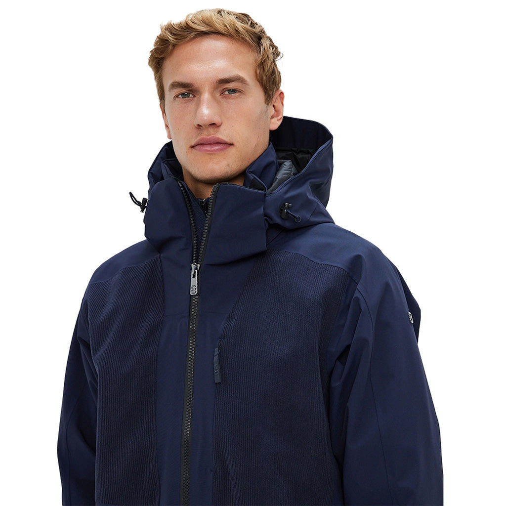 En Skijakke, Andrew Cord Ski i farven Navy set forfra closeup