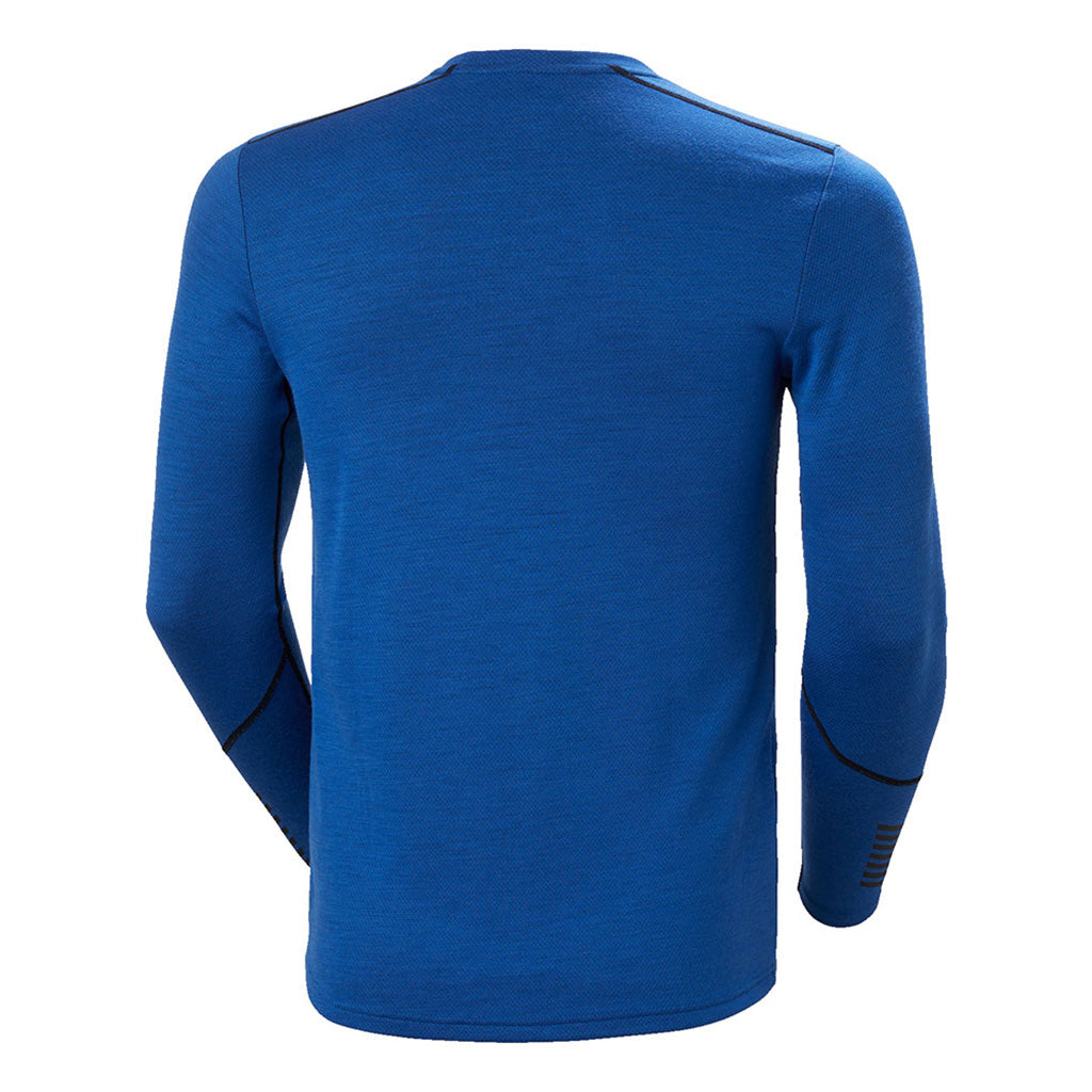 Skiundertøj, Lifa Merino Midweight Crew i farven Cobalt 2.0 set bagfra