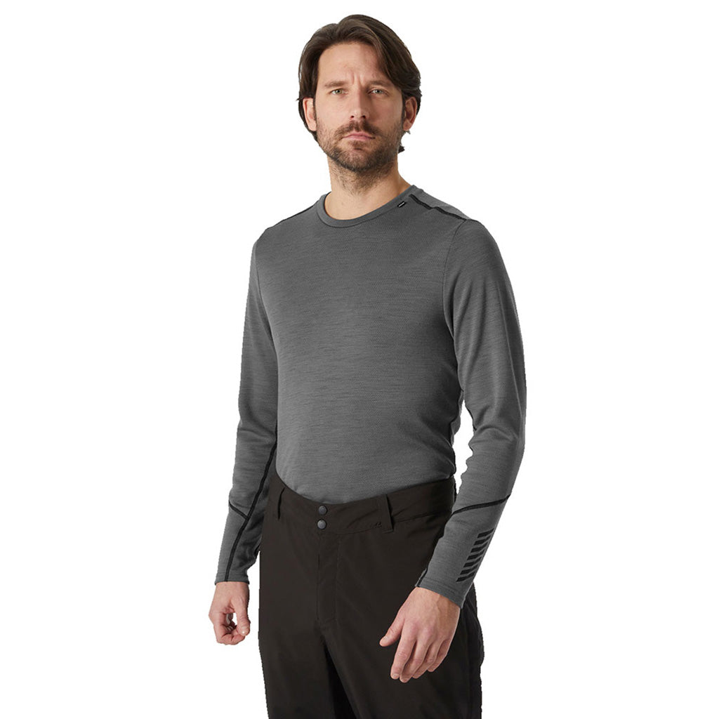 Skiundertøj, Lifa Merino Midweight Crew i farven Concrete set forfra