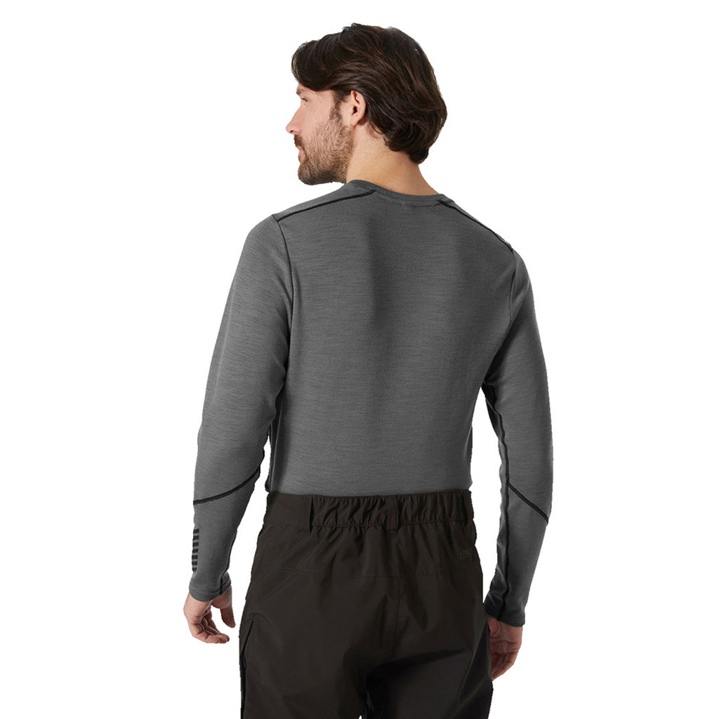 Skiundertøj, Lifa Merino Midweight Crew i farven Concrete set bagfra