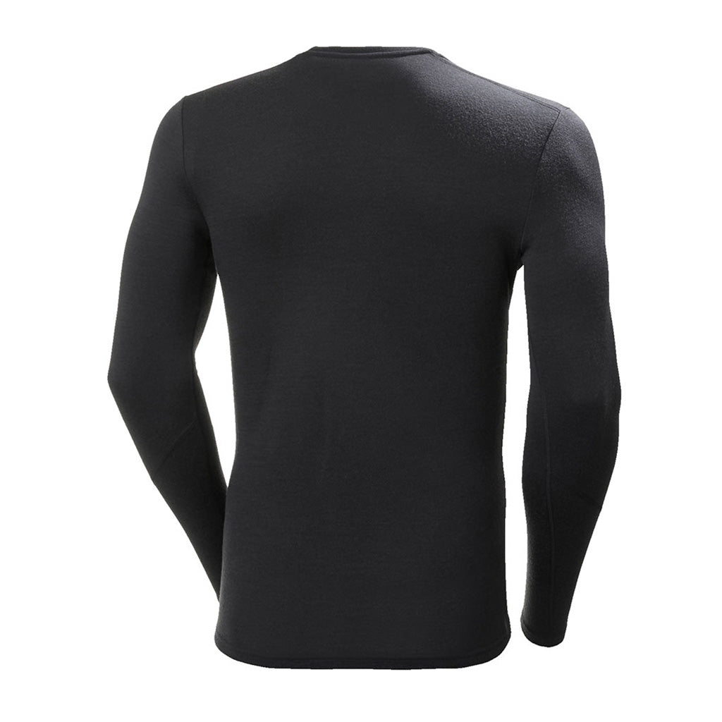 Skiundertøj, Lifa Merino Midweight Crew i farven sort set bagfra