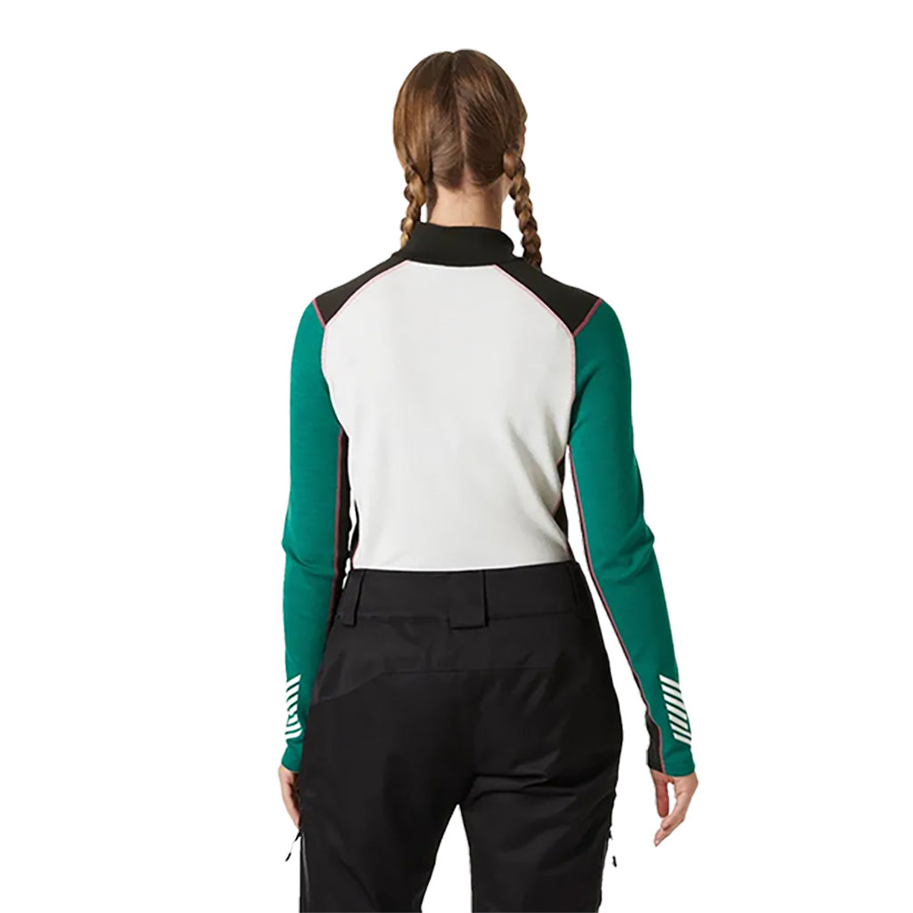 Skiundertøj, Lifa Merino Midw 1/2 Zip i farven Emerald set bagfra