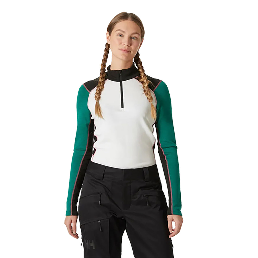 Skiundertøj, Lifa Merino Midw 1/2 Zip i farven Emerald set forfra