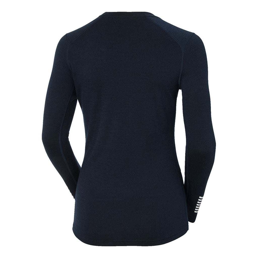 Skiundertøj, Lifa Merino MidGra Crew i farven Navy set bagfra
