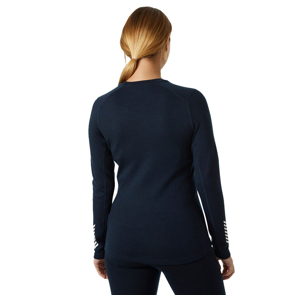 Skiundertøj, Lifa Merino MidGra Crew i farven Navy set bagfra