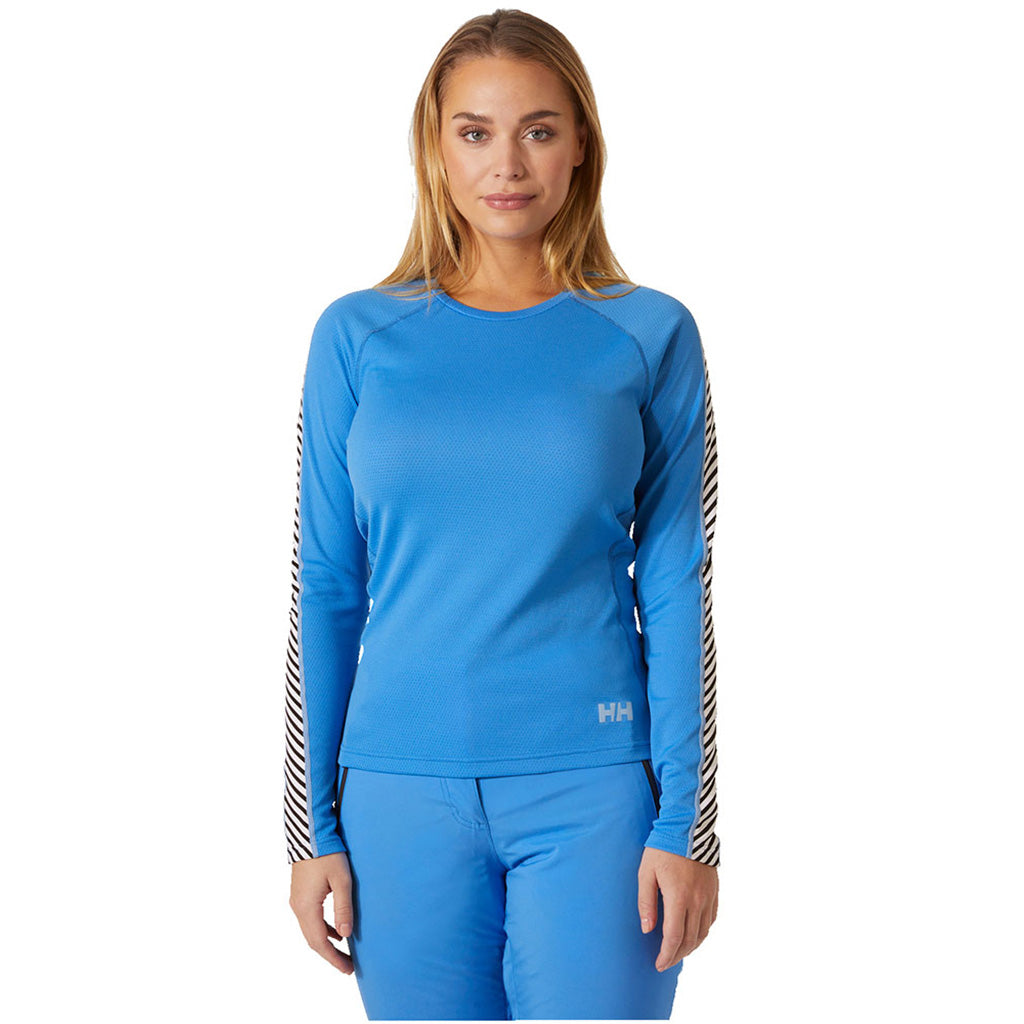 Skiundertøj, Lifa Active Stripe Crew i farven Ultra blå set forfra