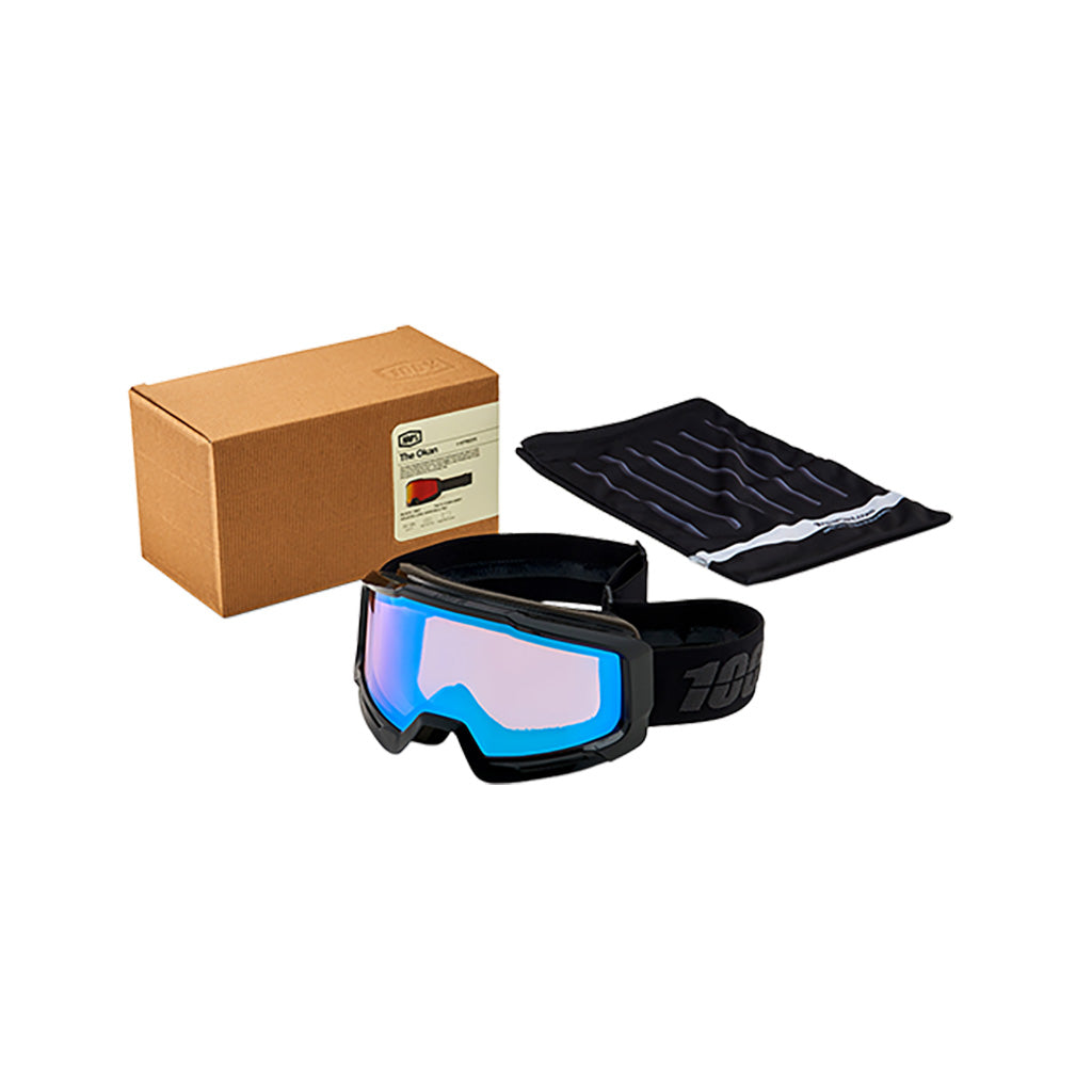 En Skibrille, Okan i farven Hiper sort/Turquoise/Mir. Turquoise set samlet med pose og etui