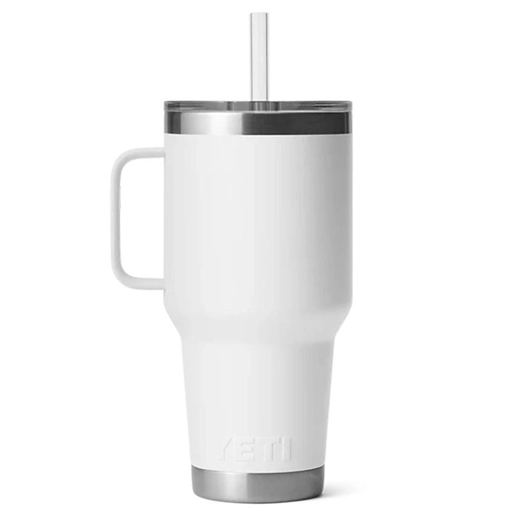 Rambler 35 Oz Straw Mug  i farven hvid set forfra