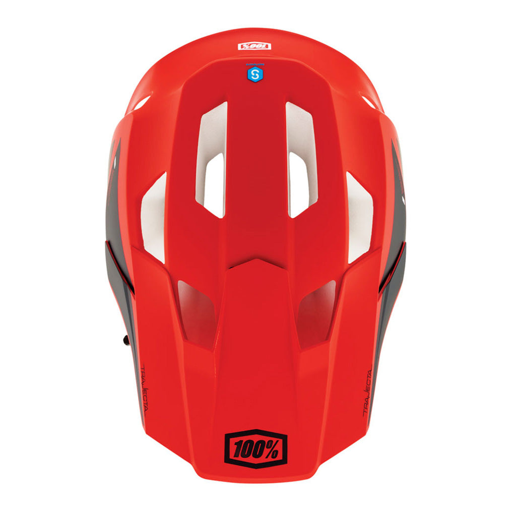 En Bike Helmet, Trajecta W/Fidlock Cargo i farven Fluo rød set oppe fra